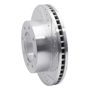Ford F-250 Super Duty Brake Rotor (1) - Front Right - R1 Concepts - Drilled & Slotted - Silver - `05-`12